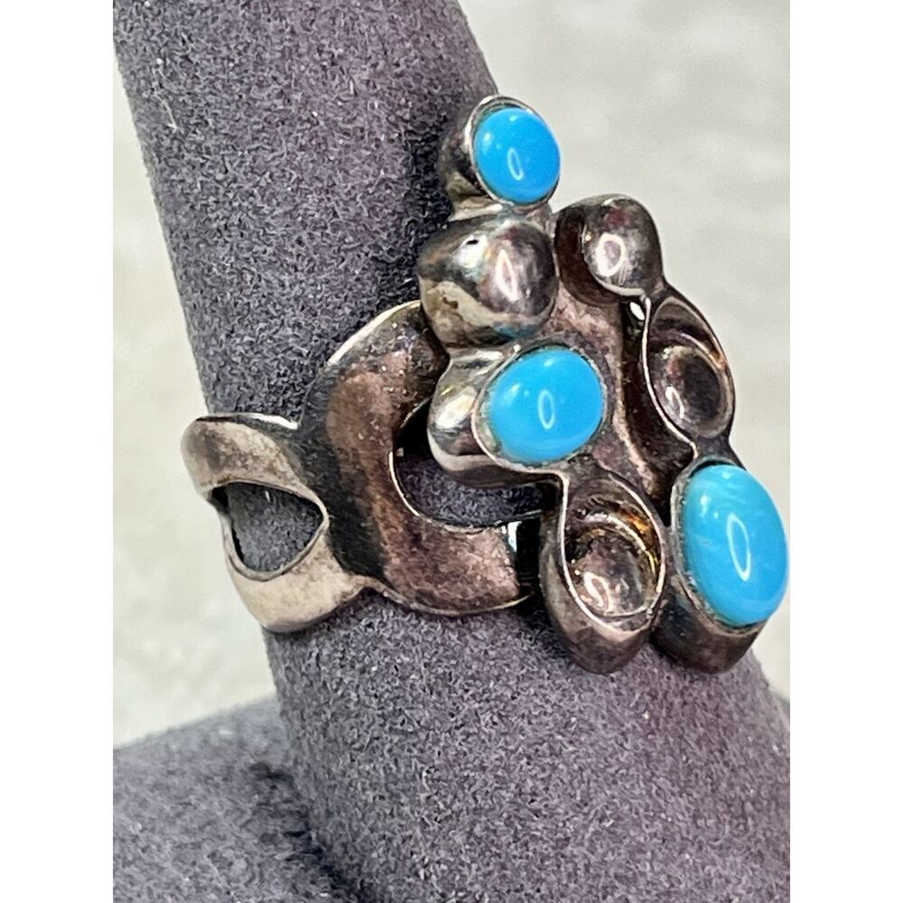 Jay King DTR 925 Sterling Silver Turquoise Cluster Ring Sz 10 Vintage - Picture 2 of 12